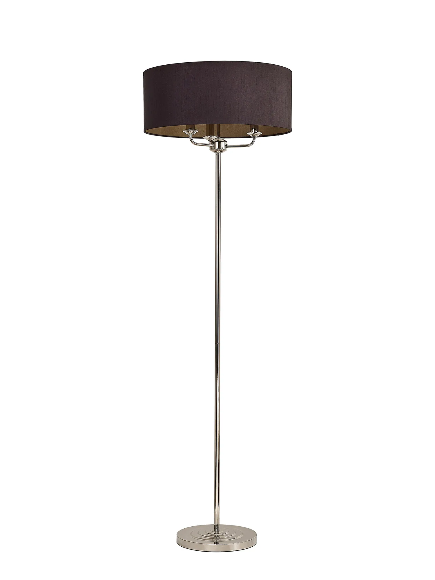 Banyan 45cm 3 Light Floor Lamp Polished Nickel; Midnight Black DK0893  Deco Banyan PN BL/GR